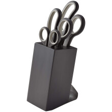 JZ204 Set of 3 Scissors with Scissor Block, Right Handed Scissors with Soft Grip Handles and Stainless Steel Blades, 6cm, 8cm and 10cm, Dishwasher