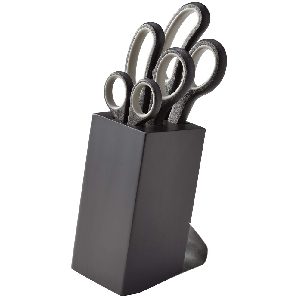 JZ204 Set of 3 Scissors with Scissor Block, Right Handed Scissors with Soft Grip Handles and Stainless Steel Blades, 6cm, 8cm and 10cm, Dishwasher