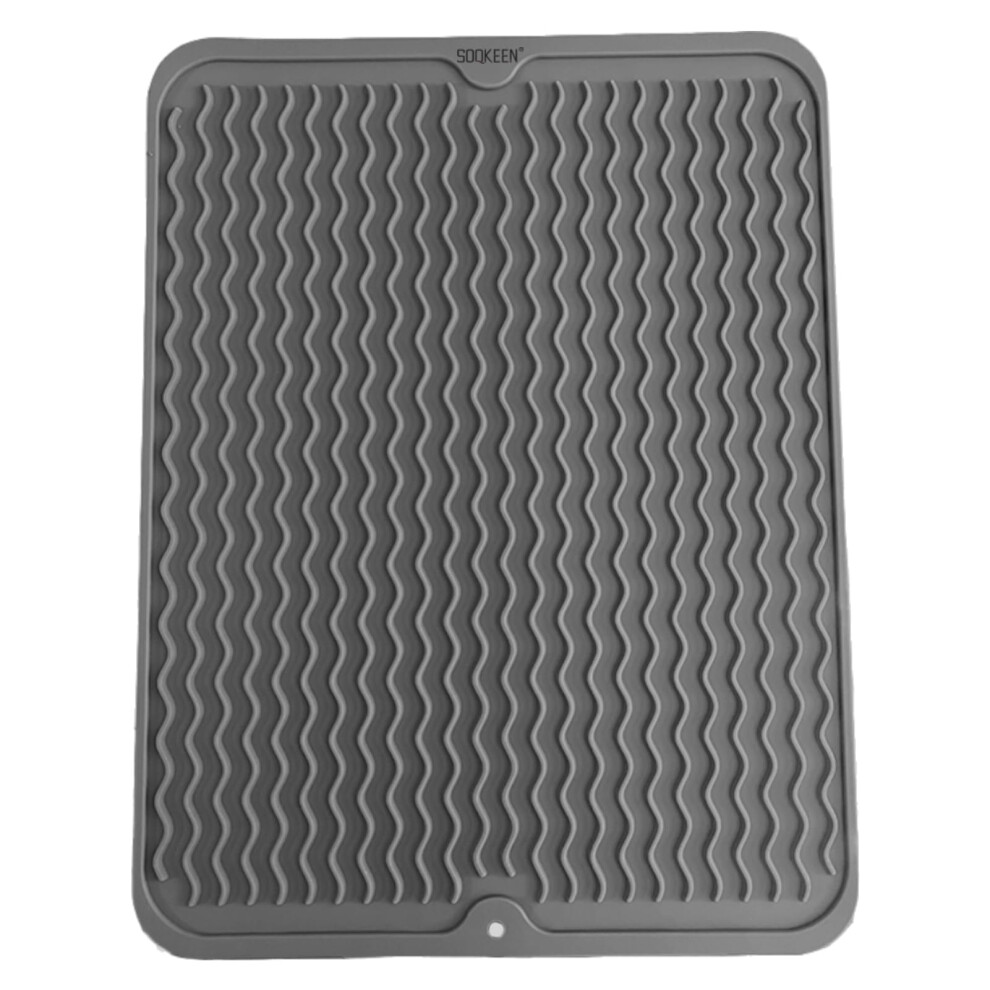 Silicone Draining Mat 16"12" (40  30 cm) Collapsible Dish Drying Mat Heat Resistant Mat Kitchen Sink Protector Non Slip Draining Board Mat Grey