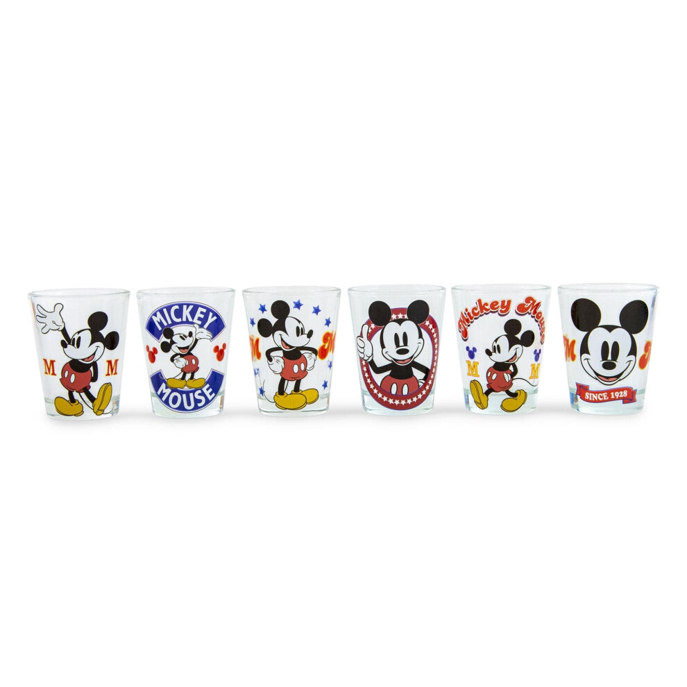 Vintage Mickey Mouse 2-Ounce Mini Shot Glasses | Set of 6