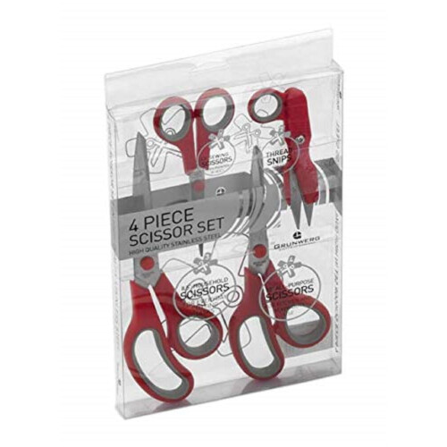 Grunwerg 9810/4RG Kitchen Scissors, Stainless Steel, Red/Grey