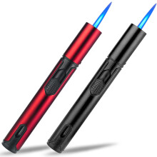 2 Pack Gas Lighter, 6.0in Refillable Jet Lighter with Visible Window, Adjustable Flame Butane Torch Lighter for Candle Baking, BBQ, Creme Brulee(Sold
