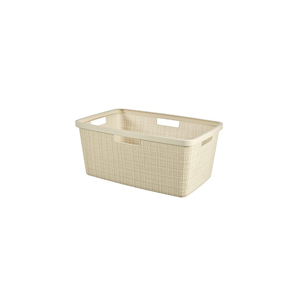Jute Woven Effect 70% Recycled Rectangular Laundry Basket 46 Litres – Off White