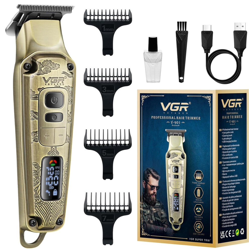 Vgr Electric Beard Trimmer For Men - Rechargeable Usb 240 Min Battery - Ceramic Blades - 7000 Rpm - Cordless Hair Clippers - Professional Grooming For