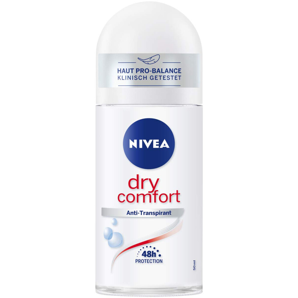 Dry Comfort roll-on deodorant (50 ml), antiperspirant for any everyday situation with antibacterial protection, 48h deodorant