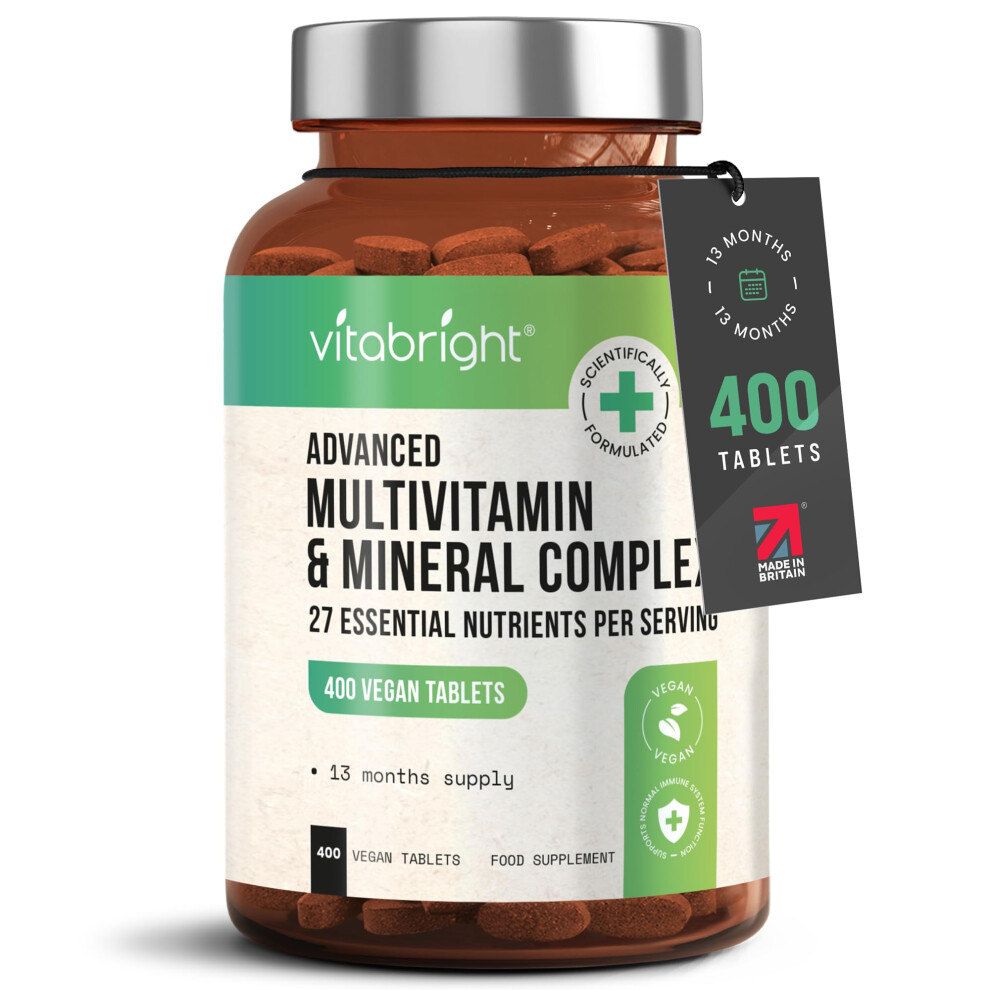 Vitabright Adult Multivitamin With Iron And Minerals, 400 High Strength Multivitamin 100% Rda Of All Vitamins, Vegan Multivitamin Tablets For Women, Multivitamin