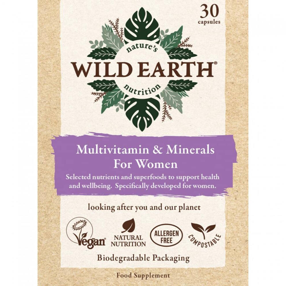 Wild Earth Multivitamin & Minerals for Women, 30 Capsules