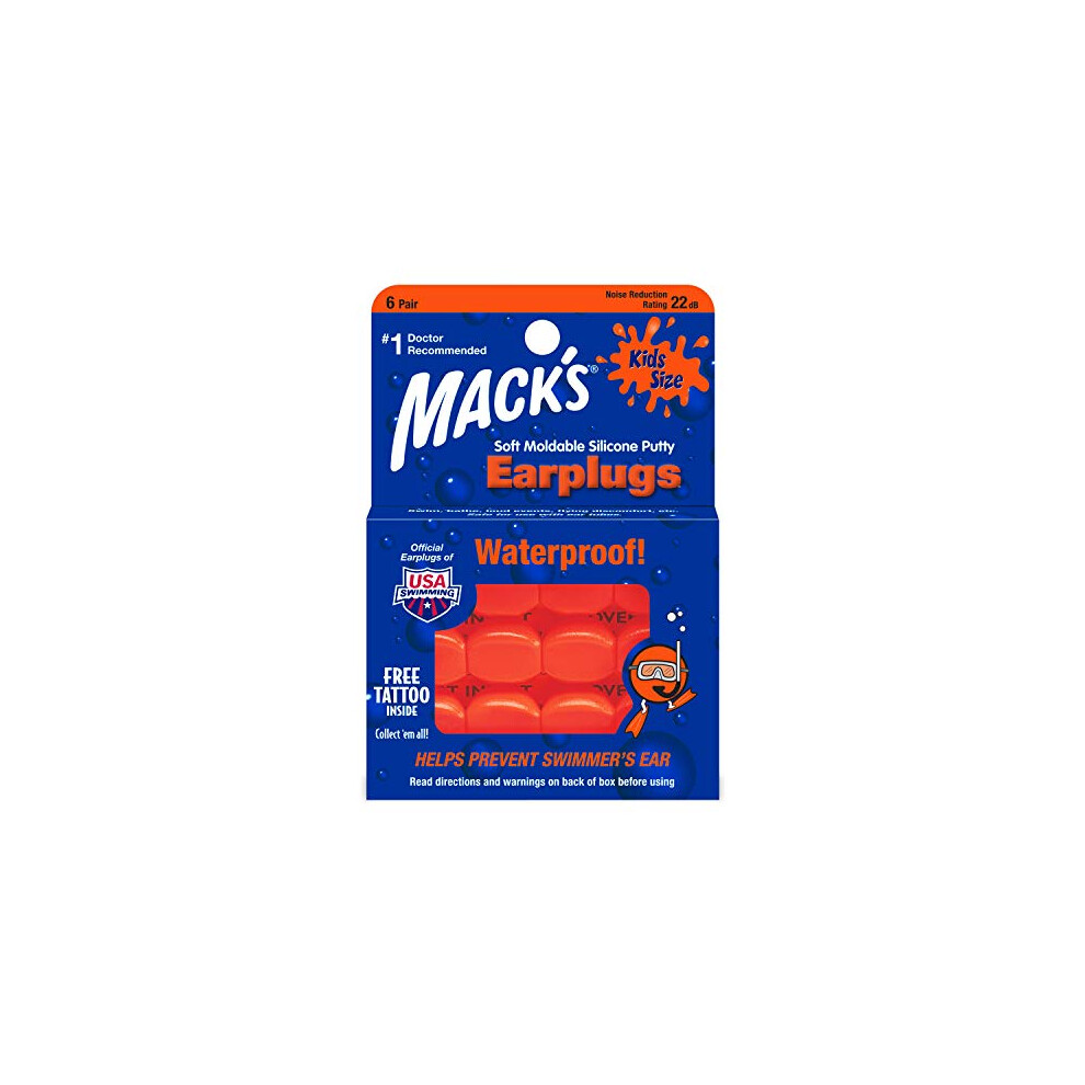 Kids Pillowsoft Earplugs 6 Pair Pack - Unisex Kids Orange Mack's