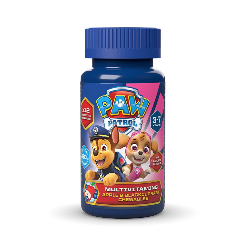 Multivitamins, 60 Apple & Blackcurrant Chewables with 12 Essential Vitamins, Vegan, No Added Sugar, for 3-7 Year olds