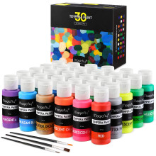 Kids Paint, 30 Colors/ 60 ml Washable Tempera Paints for Kids, Non-toxic Poster Paint with Glitter, Metallic, Neon Fluorescent Colors for Finger