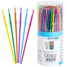 144 Pack Kids Colourful Plastic Paint Brush Set with Case - 18.6cm/7.32 Inches - Children's Starter Art Tool Supplies - Soft Washable Brushes for