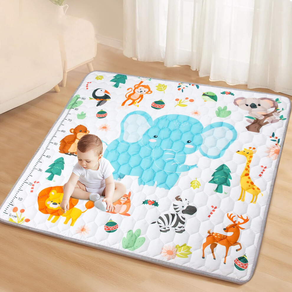 Baby Play Mat, Foldable Kids Playmat, Cotton Baby Play Mats For Floor, 127X127cm Soft Baby Crawling Mat Pollution-Free, Non-Slip Baby Activity Play Funsland