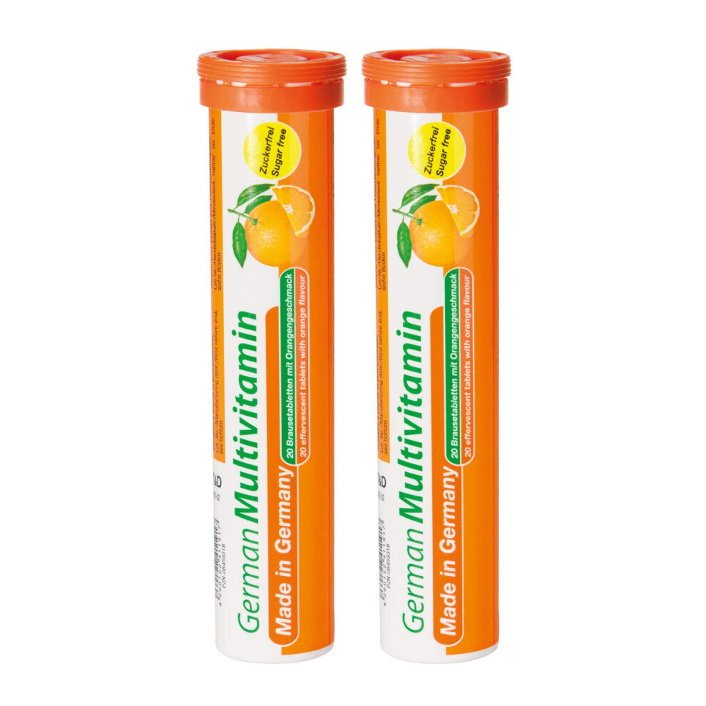 T&D Orange Multivitamin - 2 X 20 Effervescent Tablets - Flavor - Pharma German Multivitamin - Made In Germany