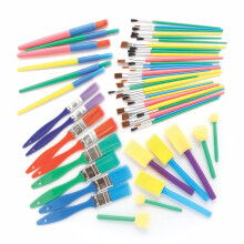 FE491 Paint Brush and Sponge Dabber Set - Pack of 50, Paint Brush Set, Childrens Art Supplies, Art Set for Kids, Large