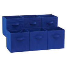 Collapsible Fabric Storage Cube/Organiser with Handles, Pack of 6, Solid Navy, 26.6 x 26.6 x 27.9 cm