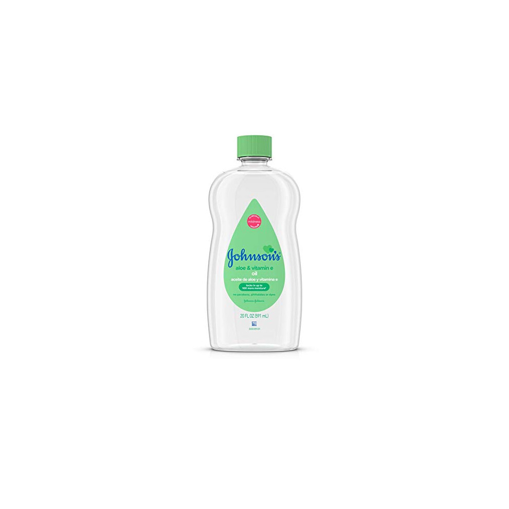 Johnson's Baby Oil With Aloe Vera & Vitamin E For Dry Skin, 20 Oz.