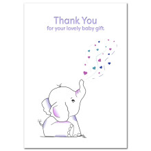 Baby Thank You Cards Girl Boy - 20 Pack + Self-Seal envs - New Babies Christening Showers Toddler 1st Birthday Gift - Cute Elephant Postcard Style -