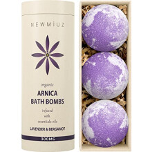 Organic 300mg Arnica Montana Oil Bath Bombs Gift Set Lavender Bergamot Essential Oils for Men & Women Anxiety Stress Relaxing Bath Bomb Set Bubble