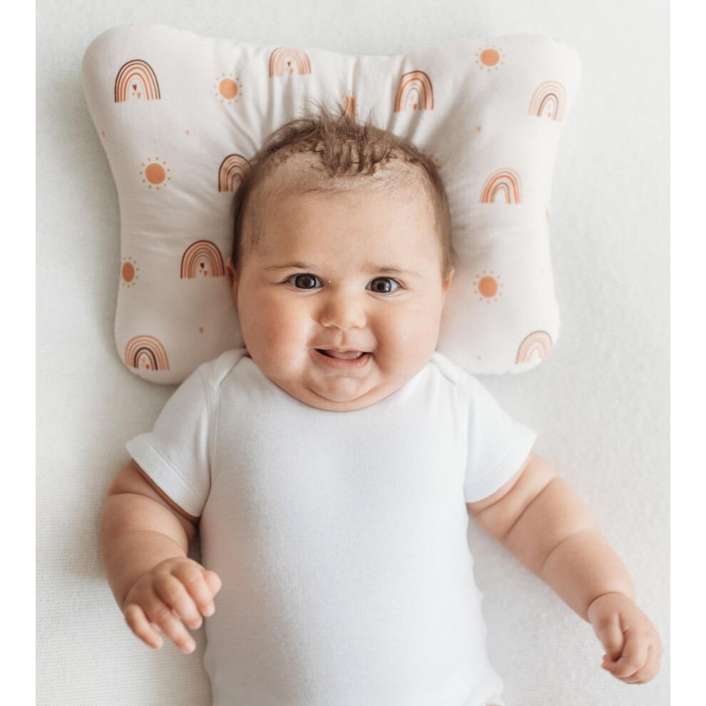 Stork Drop - Flat Head Baby Pillow | Prevents & Corrects Plagiocephaly | Breathable 3D Air Mesh | Soft Organic Cotton | Completely Washable | Newborn Head