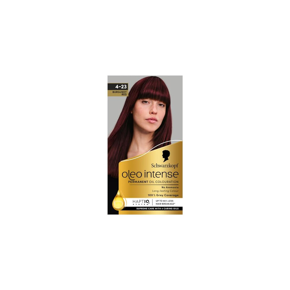 Oleo Intense Permanent Oil Colour 4-23 Burgundy Red Hair Dye, 100% Grey Coverage, Conditioner With HaptIQ System, Long-Lasting Colour, Ammonia Free