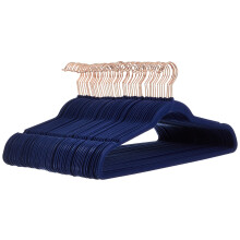 Slim, Velvet Non-Slip Suit Clothes Hangers, 50-Pack, Navy Blue/Rose Gold