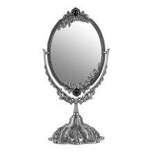 Makeup Mirror Vintage Mirror Oval Double Sided Rotatable Dressing Mirror Desktop Vanity Decorative Standing Tabletop (Small,Silver)