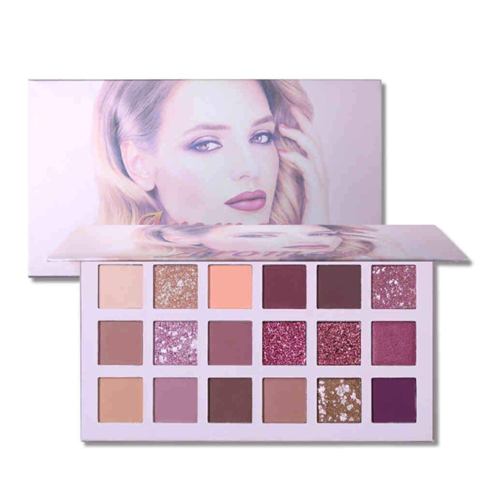 Magic Eye Shadow Palette 18 Color Matte Pigment Glitter Shimmer Eye Shadow Makeup - Nude Brown Peachy Pink Velvet Texture Easy to Mix Long Lasting-image-OPC-PFBC88W-NEW