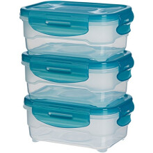 Air-Locked Leak-Proof, Stackable & Airtight Fridge/Freezer Containers with Lids, BPA-Free Plastic, Microwave and Dishwasher Safe 3-Piece Food-Storage