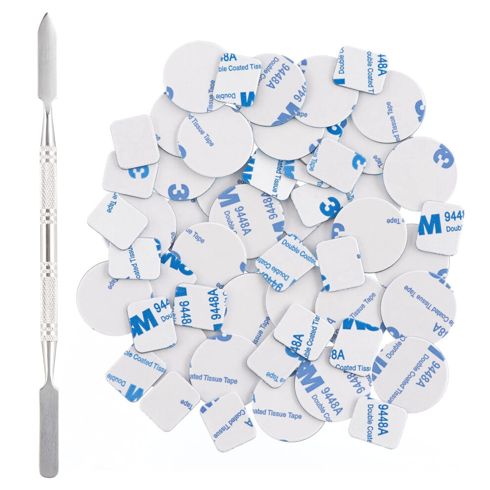 Allwon 56Pcs Metal Stickers For Magnetic Palette Empty Eyeshadow Makeup Palette + Depotting Spatula (28Pcs Round + 28Pcs Square)