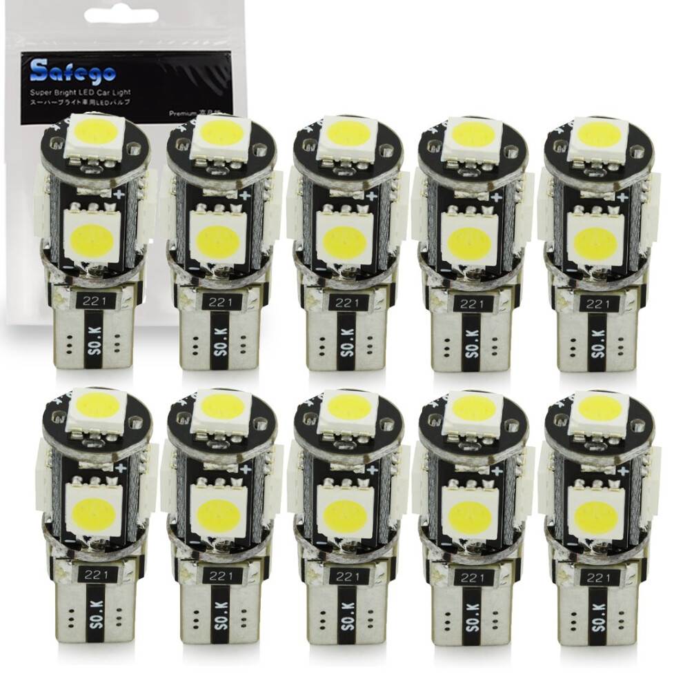 W5w Led Bulb 501 T10 Led Bulbs Canbus Error Free Car Bulbs Super Bright 5Smd 5050 194 168 2825 Wedge Replacement For Car Interior Light/White 703327576387