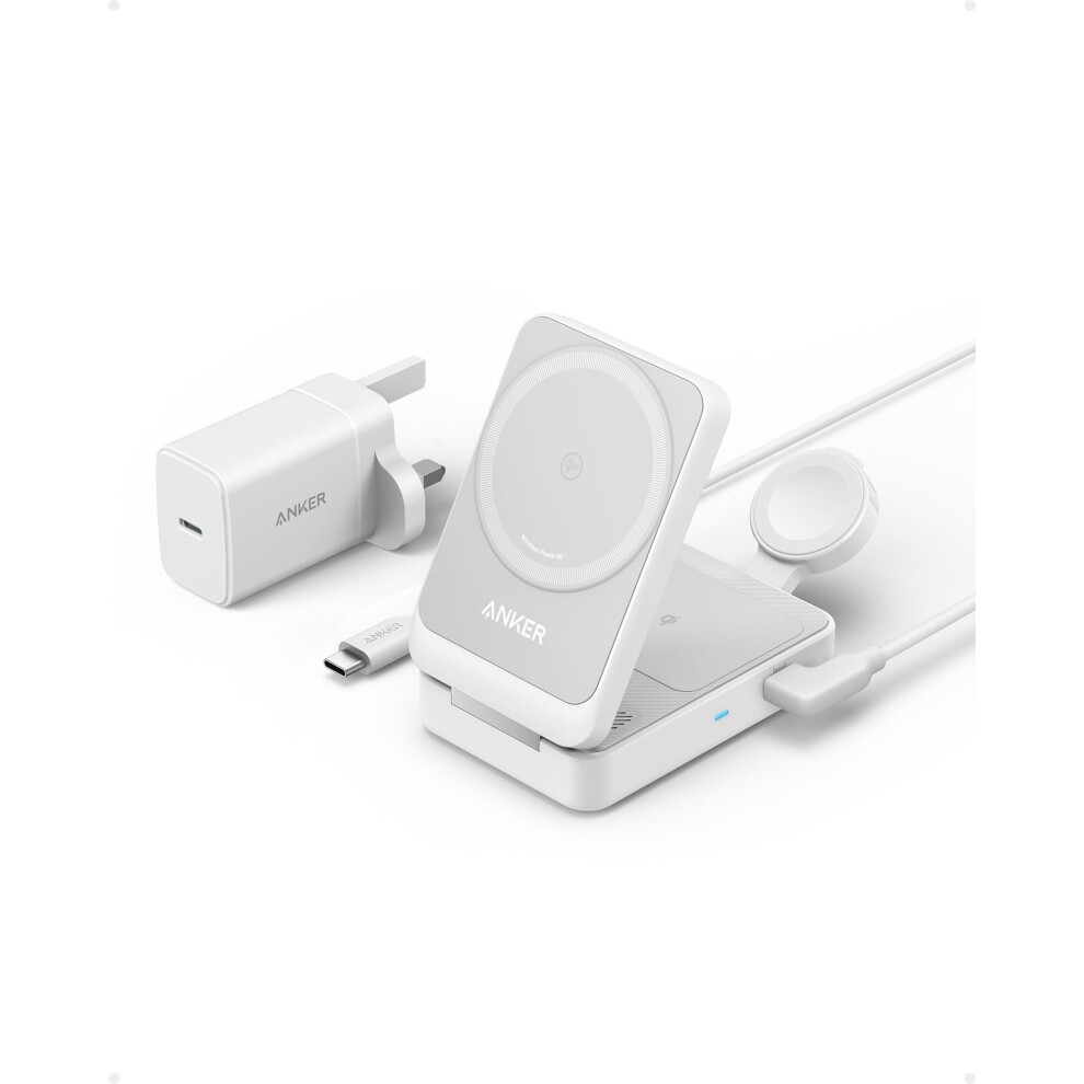 MagGo 3-in-1 Wireless Charging Station, MagSafe Charger Compatible, Qi2 Certified 15W Wireless Stand, Apple Watch Charger for MagSafe, For iPhone 15,