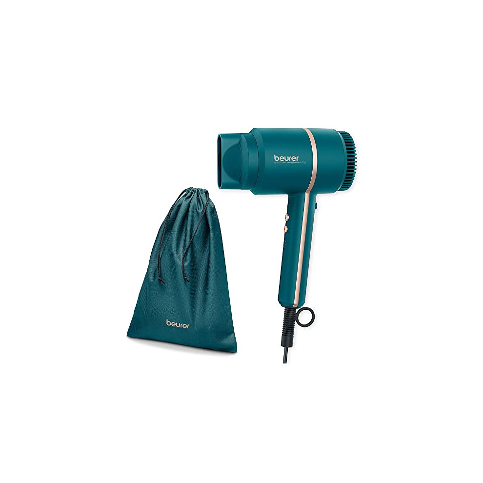 Beurer Hc 35 Ocean Hair Dryer, Compact Hair Dryer With Ion Function For Shiny & Smooth Hair, Includes Styling Nozzle, 1600-2000 Watt