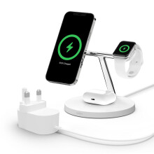 BoostCharge PRO 3-in-1 Wireless Charger with MagSafe for iPhone 15, iPhone 14, 13 and 12 + Apple Watch + AirPods (Magnetically Charges Models up to
