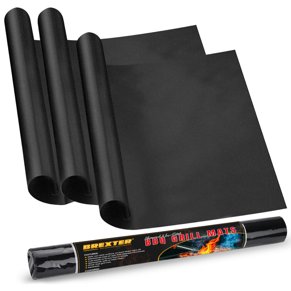 BREXTER Pack of 3 Large Heavy Duty Oven Liner, 40cm x 32cm 0.3mm Extra Thick Teflon Oven Liners for Fan Assisted Ovens, Non Stick BBQ Grill Mat