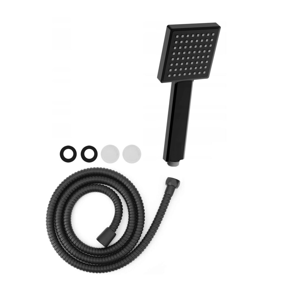 Black Slim Shower Head Not Glossy 1 Mode Shower With Shower Hose 1.5 M Slim High Pressure Shower Head Rainfall Hand Held Water Saving Bathroom 7427043786525