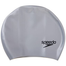 Unisex-Adult Swim Cap Silicone Long Hair - Silver