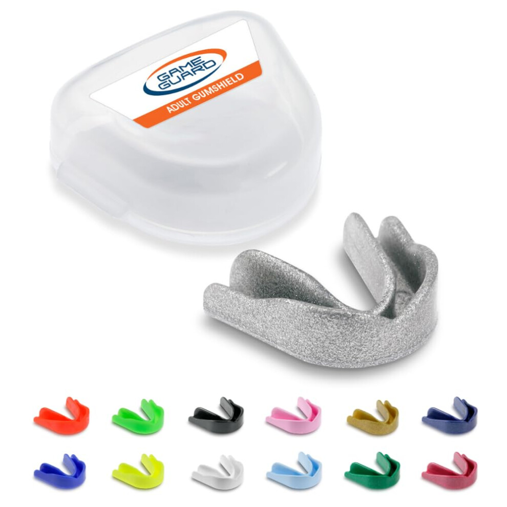 Game Guard Silver Boil & Bite Mouth Guard/Gum Shield Â Mouldable Mouthguard/Gumshields - Adult/Senior - Ce Approved, School Sports, Rugby, Hockey ( Sparkle)