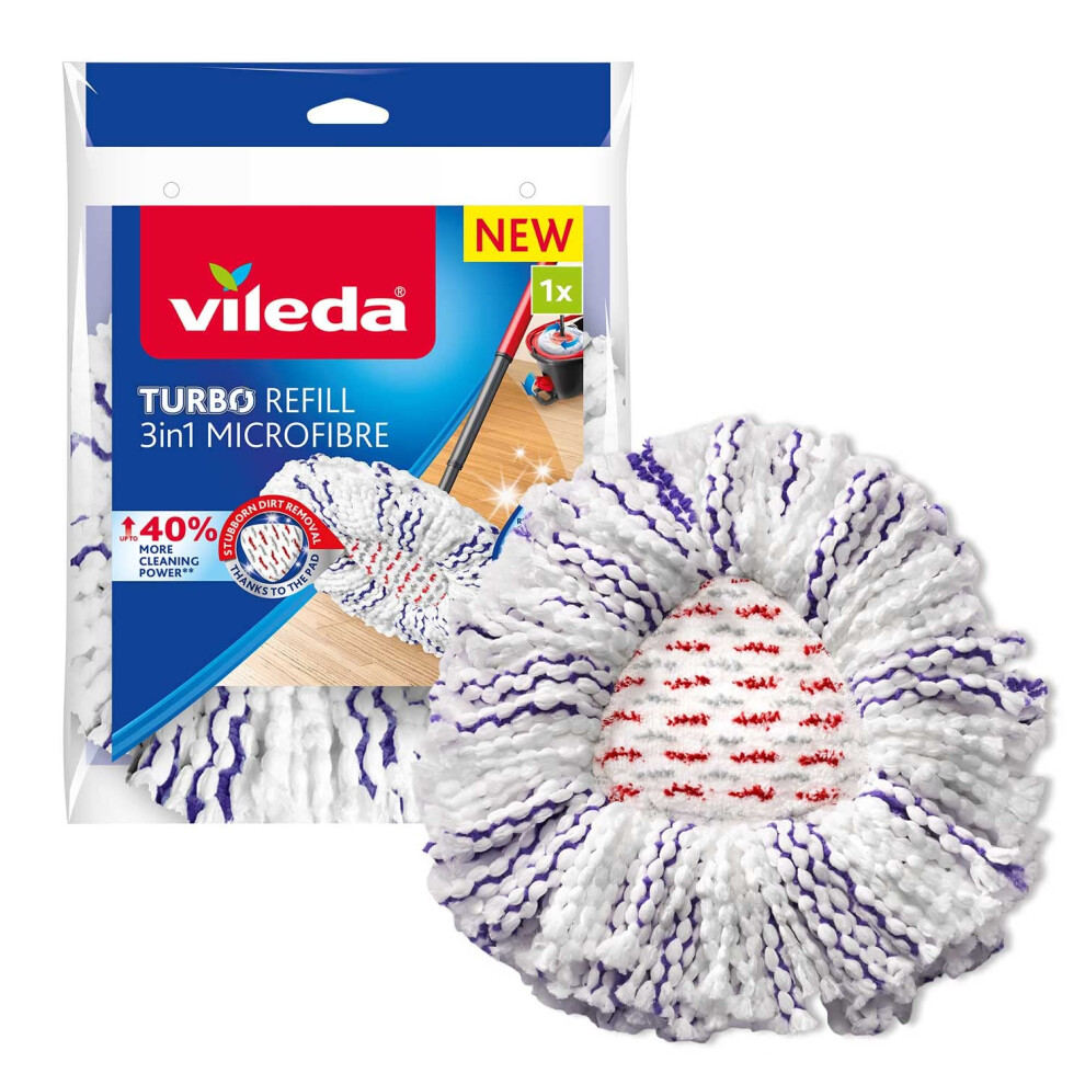 Turbo 3in1 Spin Mop Refill Mop Head Replacement, Fits all Vileda Turbo Mops, Authentic Vileda Mop Head