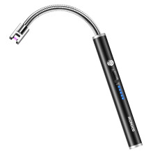 Electric Lighter, Candle Lighter Electric Type C Rechargeable Lighter with Battery Display, Longer Flexible Neck Windproof Plasma Arc Long Lighters