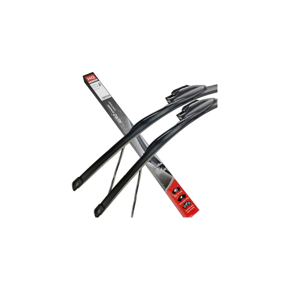 Set Of Front Frameless Flat Aero Wiper Blades Hq Automotive With Washer Jet Water Spray Nozzle Adj42-421 Twin Box 5060538793541
