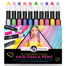 Hair Chalk Pens, 10-Piece Temporary Hair Chalk Colours Kit, Amazing Hair Colouring Set for Girls and Great Gift Idea for Kids