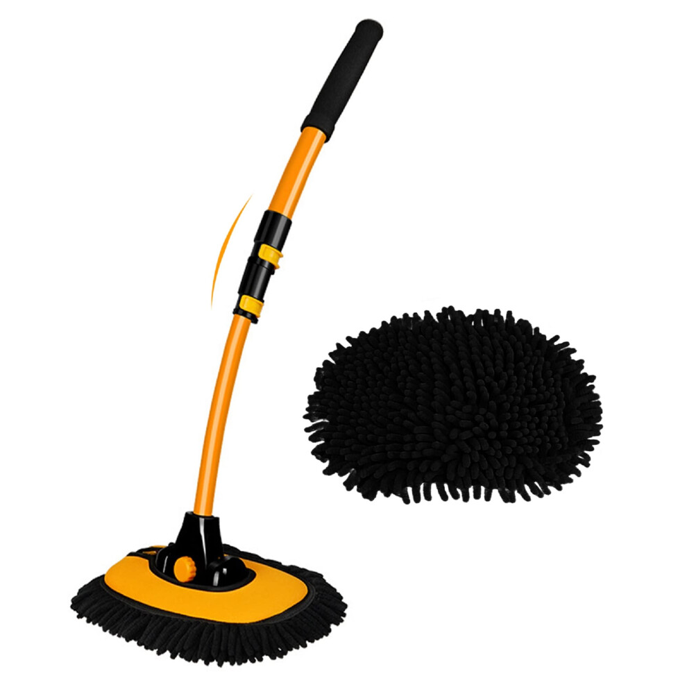 15 Curved Car Cleaning Brush With Telescopic Handle 43" Aluminum Alloy Long Rod Wash Mop For Washing Caravan Van Truck Boat Rv Roof Soft Chenille 9331632773774