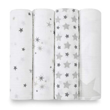 100% cotton Muslin Swaddle & Receiving Blankets for Baby Girls & Boys, 120x120cm, Ideal Newborn & Infant Swaddling Wrap Set, Perfect Shower Gifts, 4