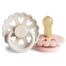 Fairytale Latex Pacifier Pack of 2 | Natural Rubber Soother Dummy | BPA-Free | Made in Denmark | Symmetrical Cherry Shaped Nipple (Cream/Blush, Size 2