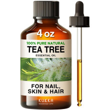 Kukka Tea Tree Oil 118ml - 100% Pure Therapeutic Grade Melaleuca Oil for Skin, Hair & Nails | Glass Dropper | KEO-TEA-118M
