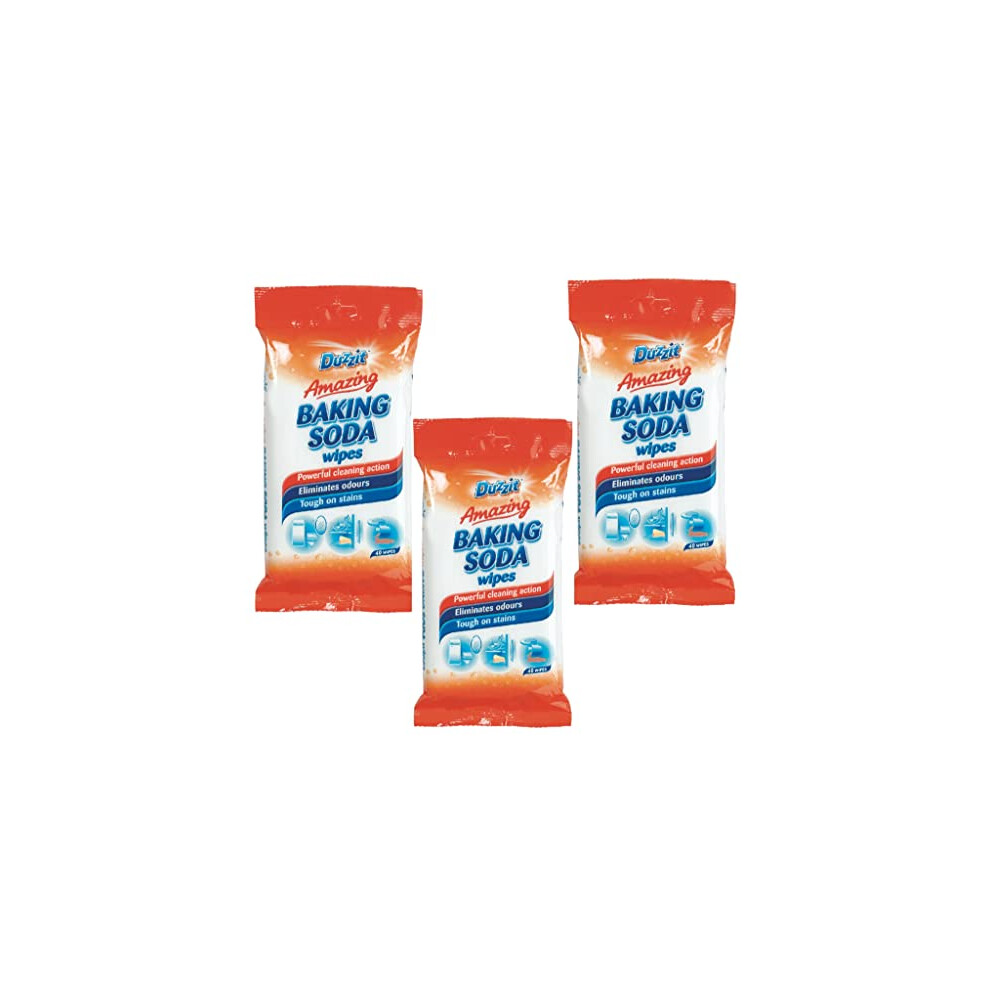 Hezvic Amazing Baking Soda Multi Purpose Household Cleaner Wipes - Duzzit Amazing Baking Soda Wipes (3 X 40 Wipes) - Cleaning Essential