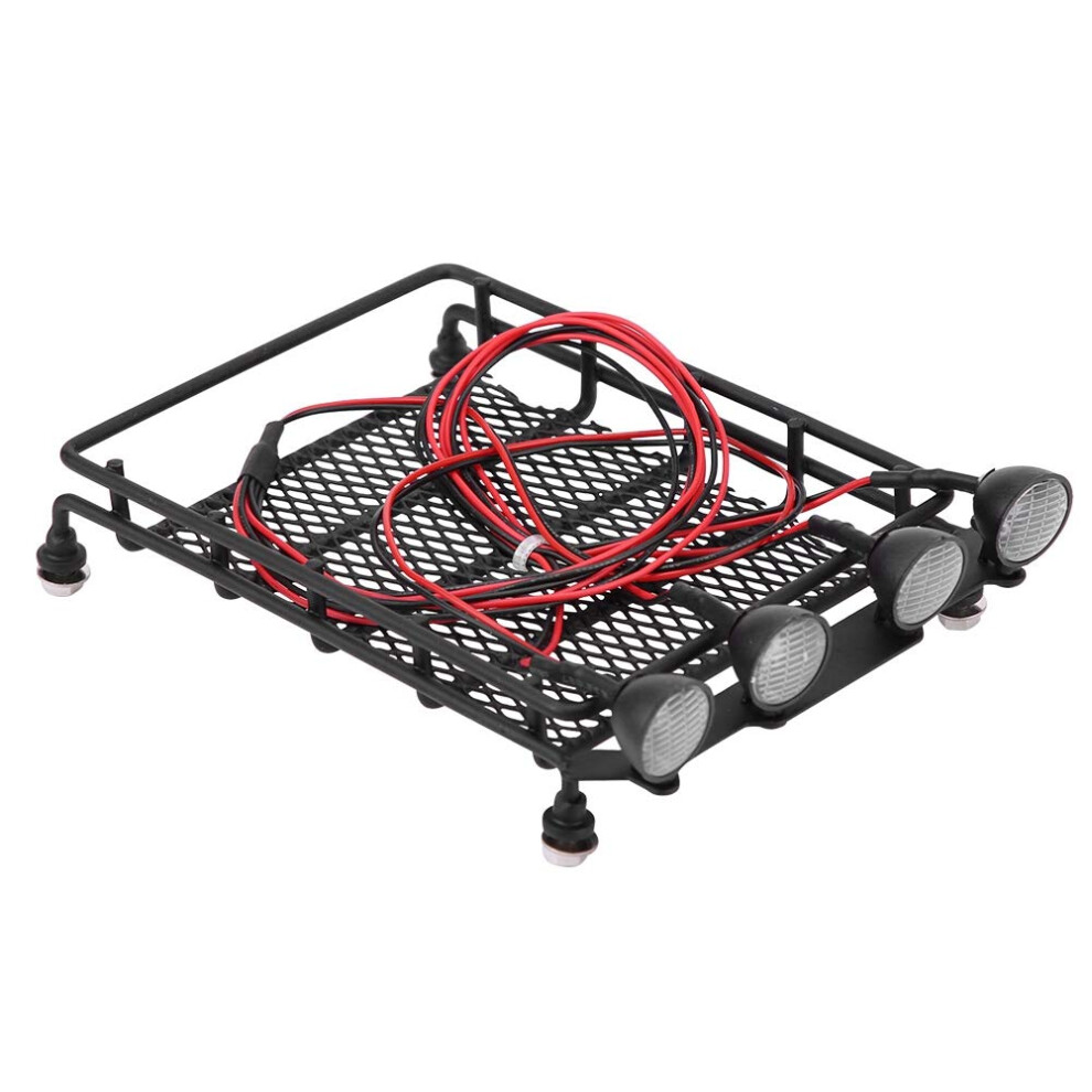 Rc Car Roof Rack, Middle Size Roof Rack Luggage Carrier With 4 Round Led Lights For Axial Scx10 1/10 Rc Crawler Car(4 Color) White/Light 794419108920
