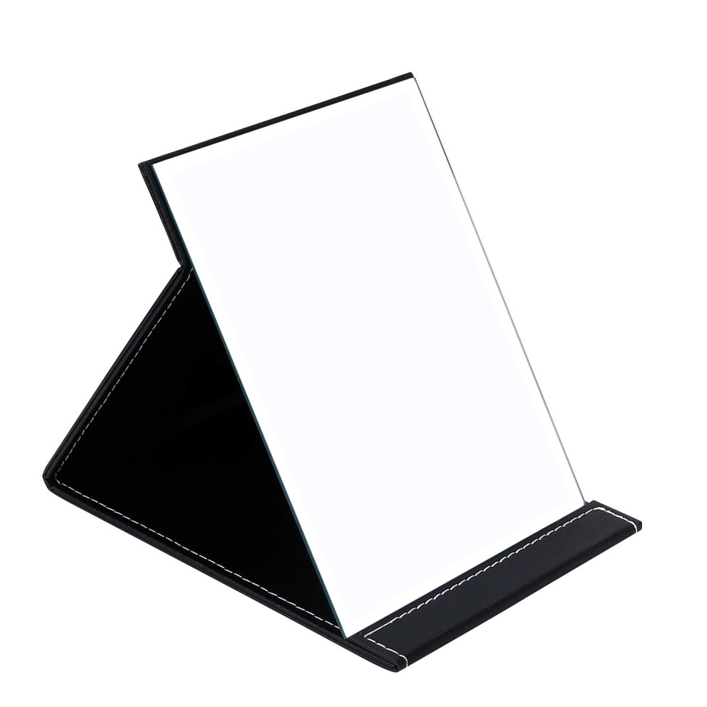 Ducare Black Leather Craft Makeup Mirror Free Standing Super Hd Large Compact Mirror 6 * 8 Inch