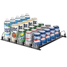 Fridge Drink Dispenser, Automatic Can Dispenser Storage 25 Standard Size Cans, Width Adjustable Drink Dispenser Self Pushing Can Holder for Fridge,