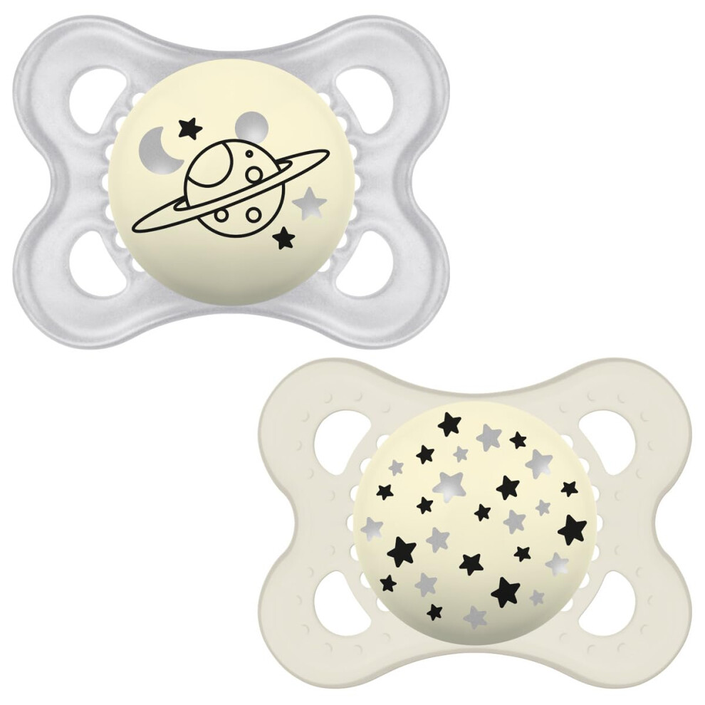 Original Soother 0+ Months (Pack of 2), Baby Soother Made from Sustainable Material, SkinSoft Silicone Teat, with MAM Soother Case, (Color and Designs